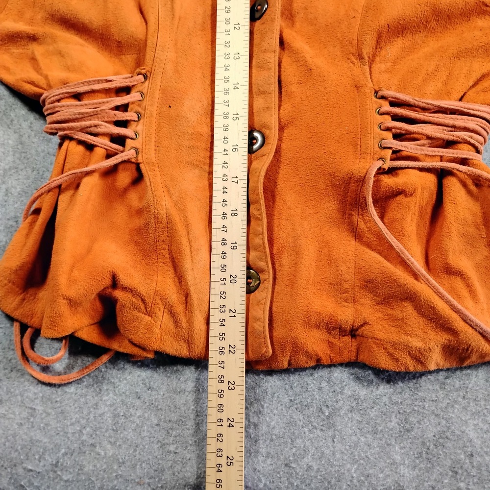 T.J. BOY'S Vintage Suede Leather Corset Lace Up Jacket Burnt Orange Small USA - Picture 5 of 10